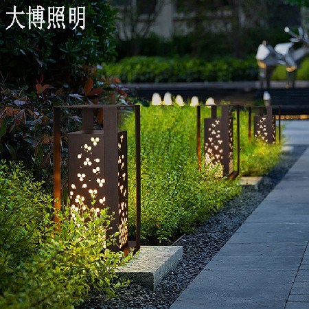 中式柱頭燈古典花韻落地式特色圍墻燈小區(qū)花園別墅LED草坪燈批發(fā)